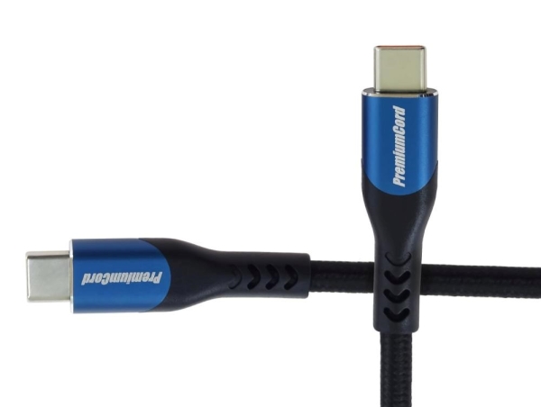 PremiumCord USB-C kabel ( USB 3.2 GEN 2x2, 5A, 100W, 20Gbit/s ) 2m, bavlněný oplet