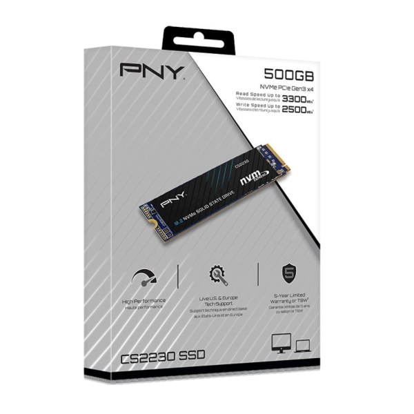 PNY SSD CS2230 500GB, PCIe Gen3x4, M.2 2280, (R:3300/ W:2500MB/s)