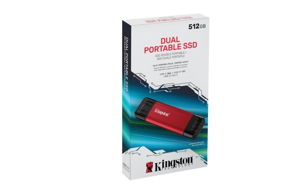 Kingston externí SSD 512GB Dual USB-A/C (čtení/zápis: 1050/950MB/s)
