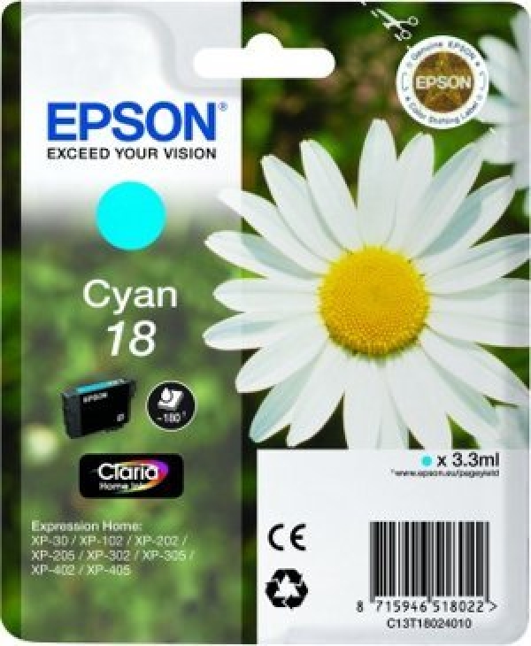 Náplň Epson 18, C13T18024020 azurová 