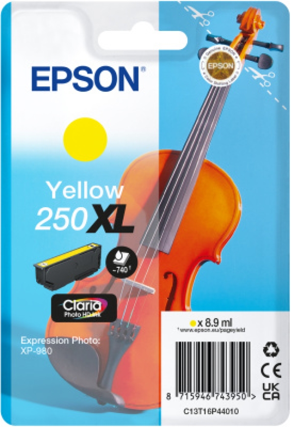 Epson 250XL - 8.9 ml - XL - žlutá - originální - blistr - inkoustová cartridge - pro P/N: C11CL95402