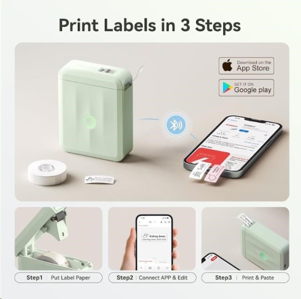 Niimbot Tiskárna štítků D110-M Smart, zelená + role štítků 160 ks