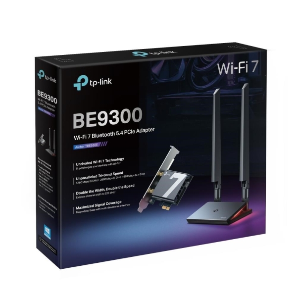 TP-Link Archer TBE550E WiFi7 PCIe adapter (BE9300,2,4GHz/5GHz/6GHz,Bluetooth5.4)