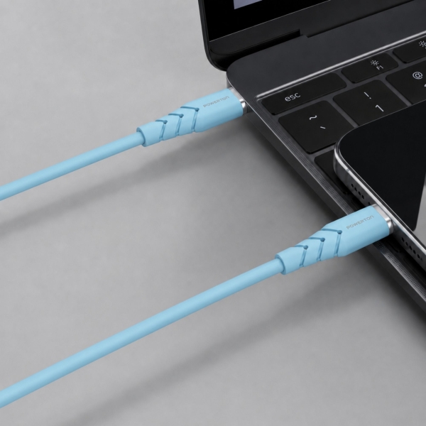 Powerton ENERGY PASTEL EDITION Kabel USB-C, 100W, 1m, silikonový, modrý