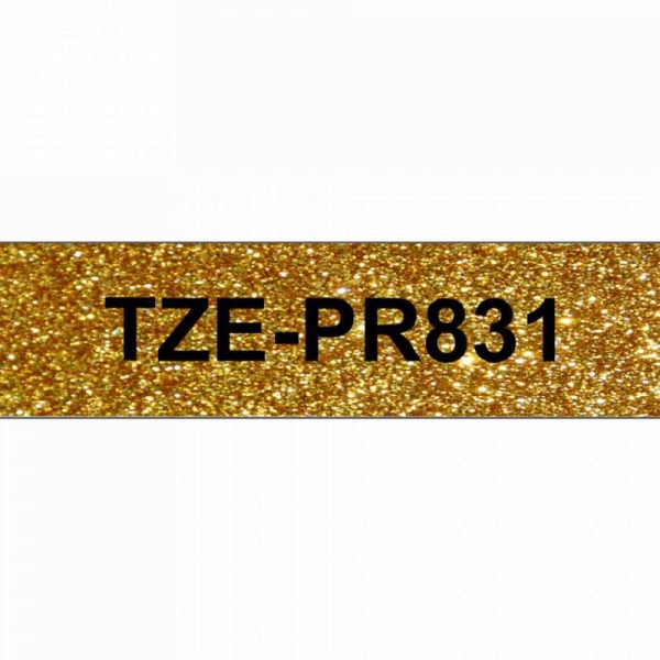 Brother originální páska do tiskárny štítků, Brother, TZE-PR831, černý tisk/zlatý podklad, laminovaná, 8m, 12mm