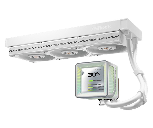AIOCOOL Asrock Steel Legend 360 LCD, White, 360mm