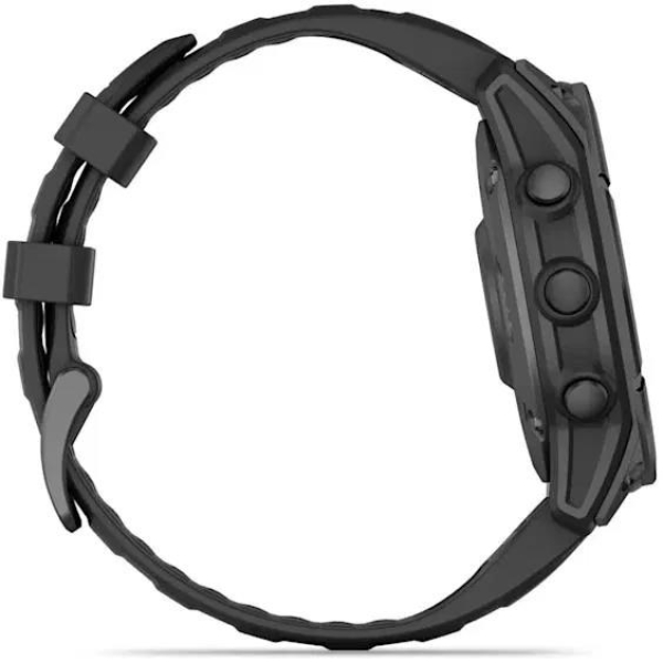 Garmin fenix® E – 47 mm, AMOLED, Slate grey steel / Černý silikonový řemínek, EU