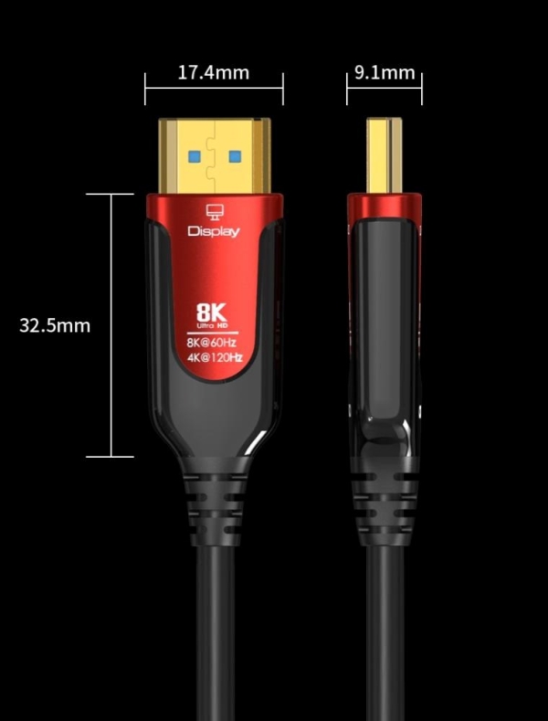 PREMIUMCORD Ultra High Speed HDMI 2.1 optický fiber kabel 8K@60Hz, zlacené 5m