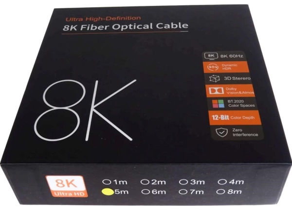 PREMIUMCORD Ultra High Speed HDMI 2.1 optický fiber kabel 8K@60Hz, zlacené 5m