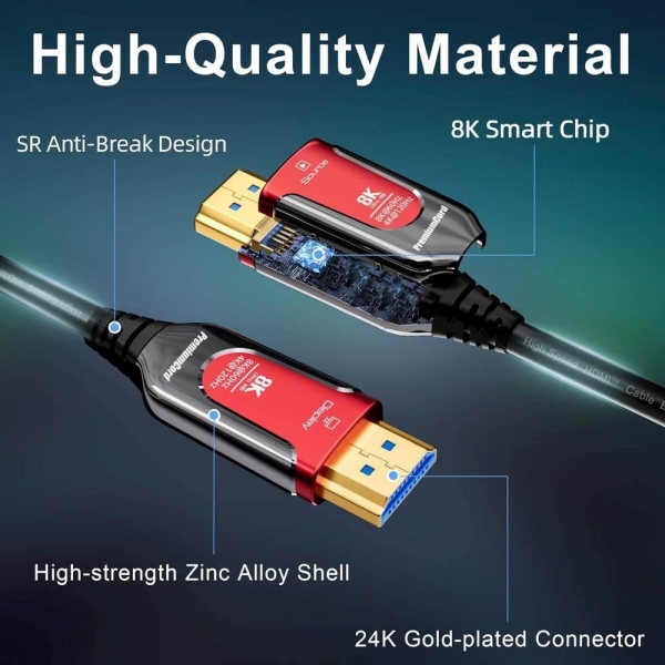 PREMIUMCORD Ultra High Speed HDMI 2.1 optický fiber kabel 8K@60Hz, zlacené 5m