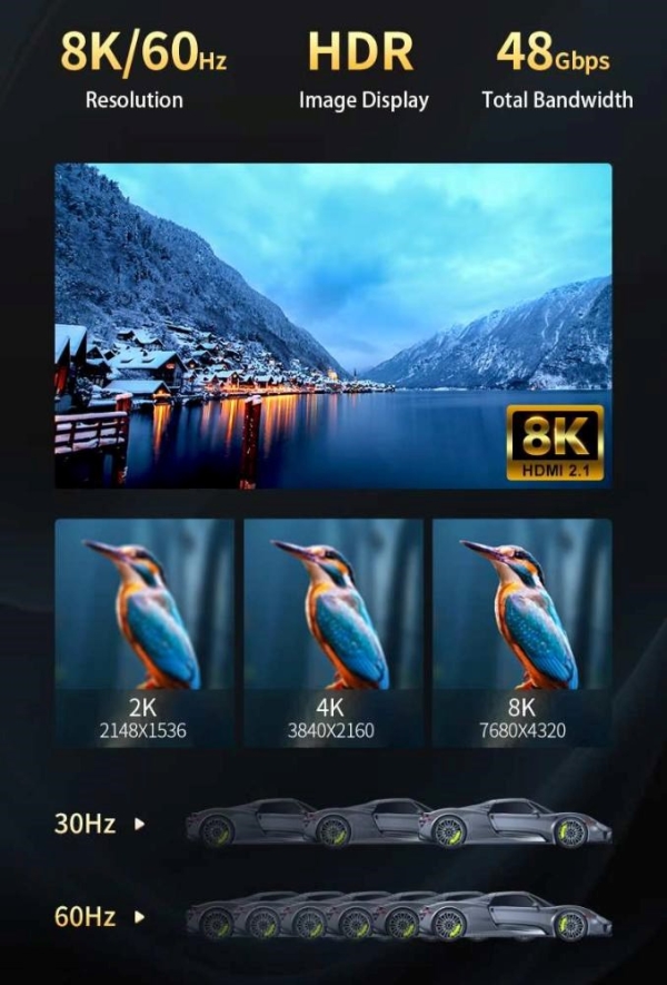 PREMIUMCORD Ultra High Speed HDMI 2.1 optický fiber kabel 8K@60Hz, zlacené 5m