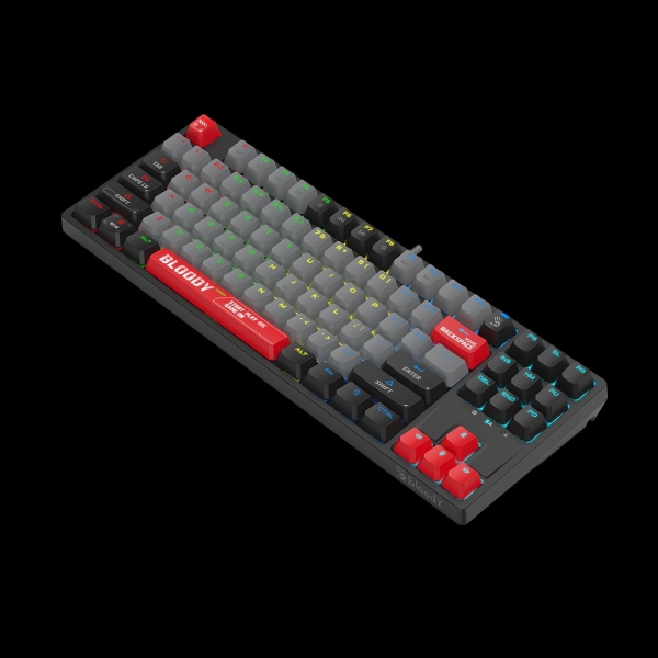 A4tech Bloody Klávesnice S87, herní klávesnice, mechanická, drátová, Red Switch, CZ/SK, Černá