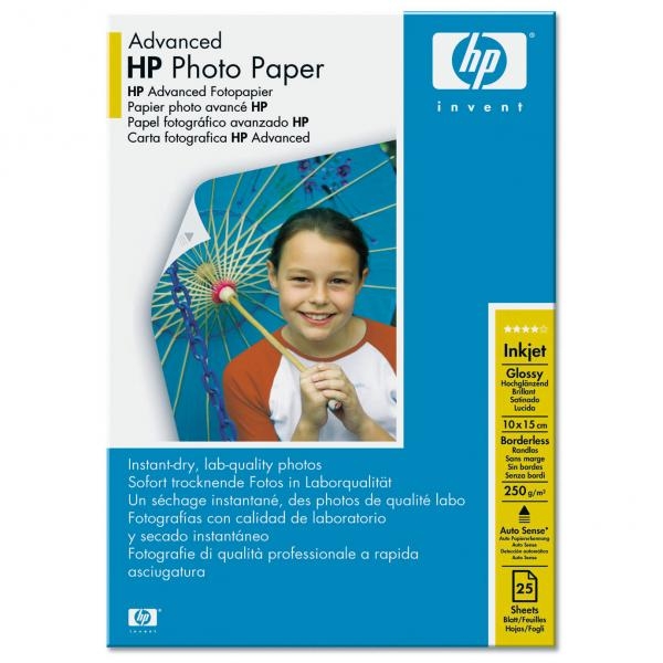 HP Advanced Glossy Photo Paper, foto papír, bez okrajů typ lesklý, zdokonalený typ bílý, 10x15cm, 4x6", 250 g/m2, 25 ks, Q8691A, i