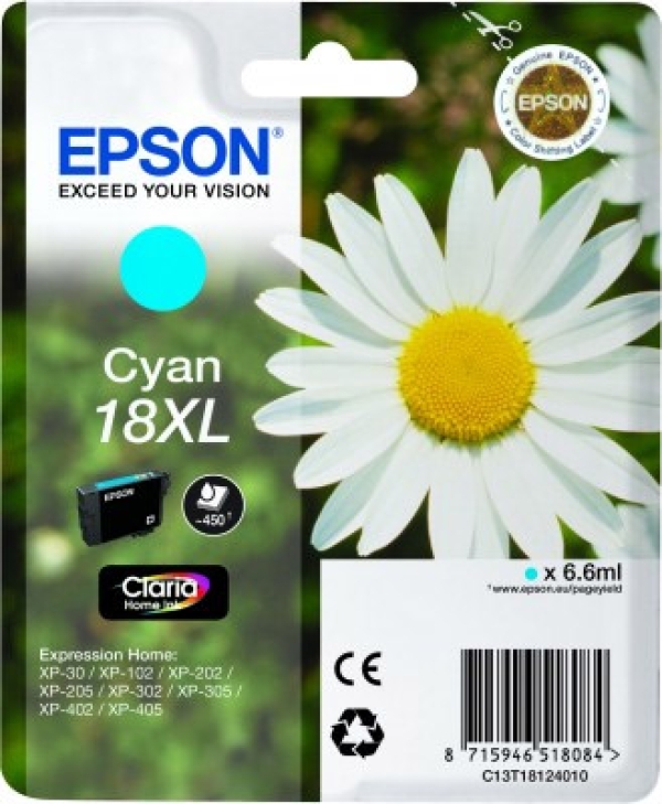 Náplň Epson 18XL, C13T18124012 azurová 