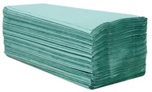 V ručníky 4000 ks, zelené, recykl, 1-vrstvé