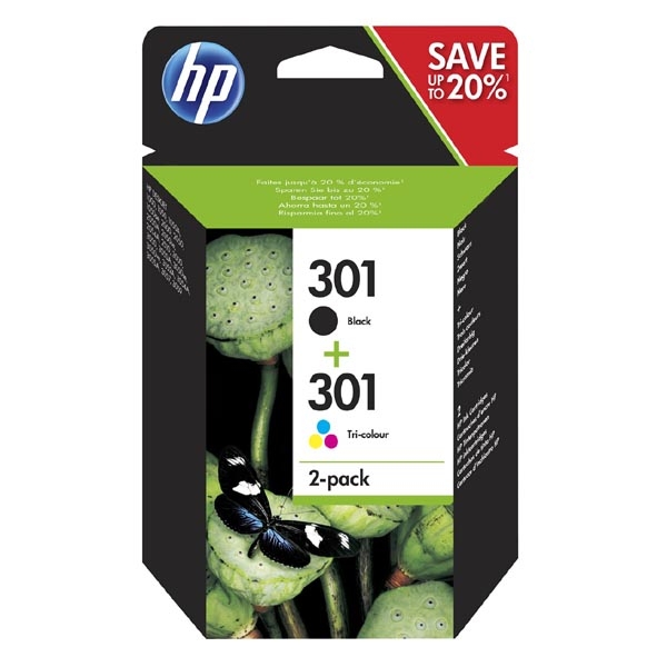 Náplň HP č.301, N9J72AE černá a barevná 2-pack 