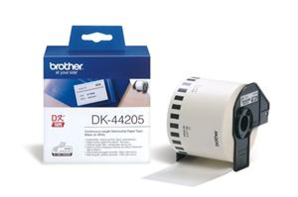 Brother papírová role 62mm x 30.48m, bílý, snímatelná, 1 ks, DK44205, pro tiskárny štítků