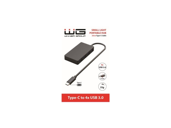 WG - HUB Type-C na 4x USB-A, USB 3.0, 5Gbps, černá