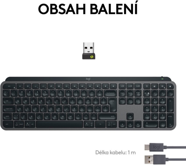Logitech MX KEYS S/Bezdrátová USB + Bluetooth/US layout/Grafitová