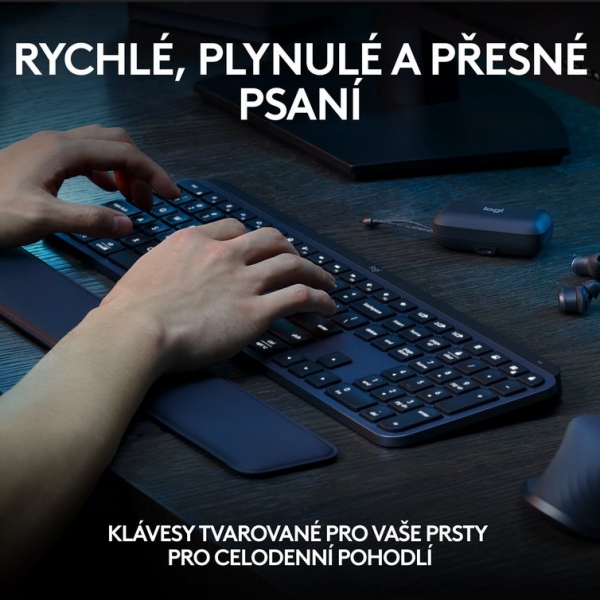 Logitech MX KEYS S/Bezdrátová USB + Bluetooth/US layout/Grafitová