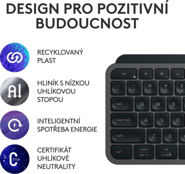 Logitech MX KEYS S/Bezdrátová USB + Bluetooth/US layout/Grafitová
