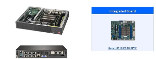 SUPERMICRO 1U server 1xXeon D-2123IT 4x DDR4 ECC RDIMM, SSD M.2 NVMe PCIe4  SPI Capable Vertical 