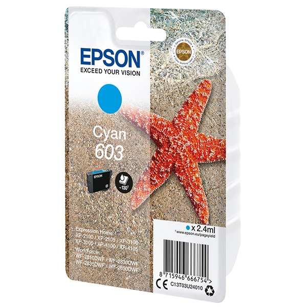 Náplň Epson 603, C13T03U24010 azurová