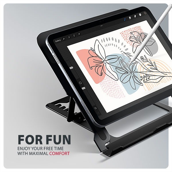 AXAGON STND-LAB, hliníkový stojan pro notebooky 10"-17.3", nastavitelná výška, černý