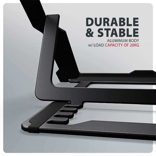 AXAGON STND-LAB, hliníkový stojan pro notebooky 10"-17.3", nastavitelná výška, černý
