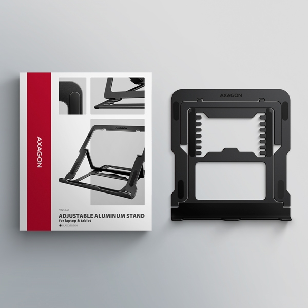 AXAGON STND-LAB, hliníkový stojan pro notebooky 10"-17.3", nastavitelná výška, černý
