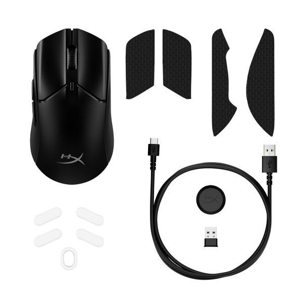 HP HyperX Pulsefire Haste 2/Herní/Optická/Pro praváky/Bezdrátová USB + Bluetooth/Černá