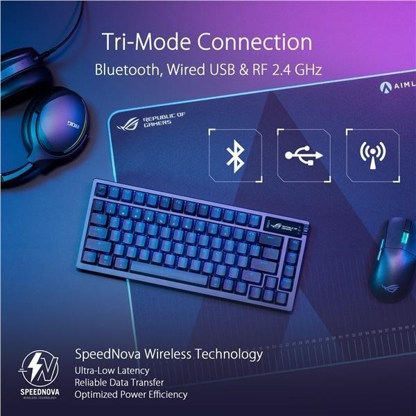 ASUS klávesnice ROG AZOTH, mechanická, Bluetooth, US, černá