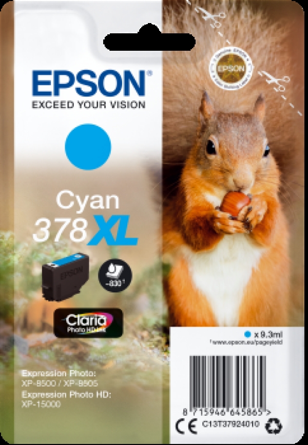 Náplň Epson 378XL, C13T37924010 azurová blistr 