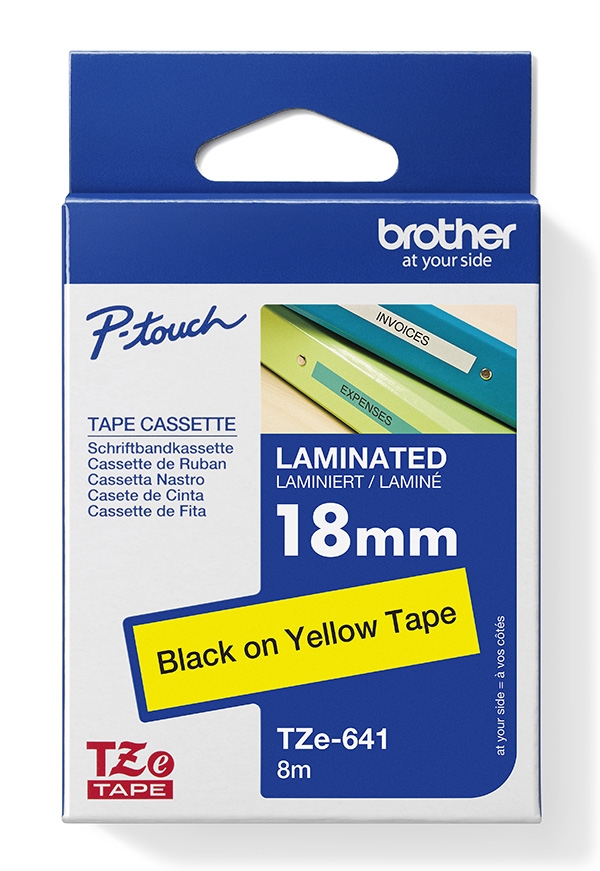 Brother TZe-641 - Standardní lepidlo - černá na žluté - Role (1,8 cm x 8 m) 1 kazeta/y lamino páska - pro Brother PT-D600; P-Touch PT-1880, D450, E550, E800, P900, P950; P-Touch Cube Plus PT-P710