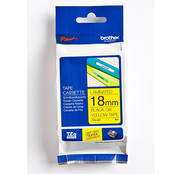 Brother TZe-641 - Standardní lepidlo - černá na žluté - Role (1,8 cm x 8 m) 1 kazeta/y lamino páska - pro Brother PT-D600; P-Touch PT-1880, D450, E550, E800, P900, P950; P-Touch Cube Plus PT-P710