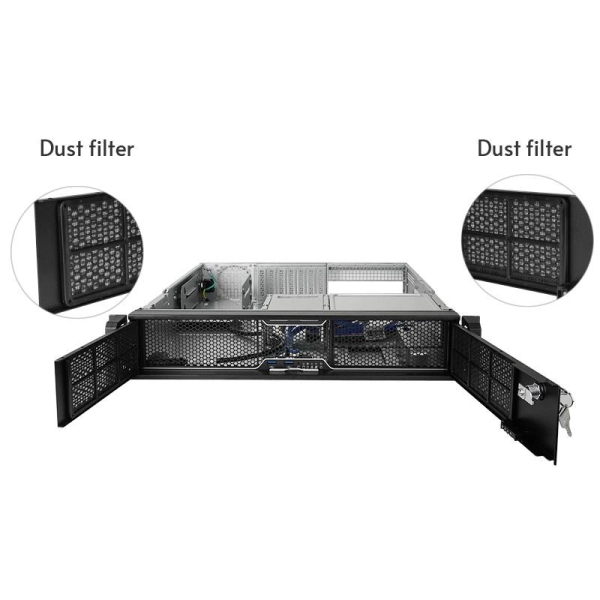 CHIEFTEC skříň Rackmount 2U mATX/ATX, UNC-209S-B, 400W PSU, Black