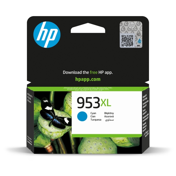 HP 953XL (F6U16AE), azurová originální náplň do tiskárny HP (1 600 stran)