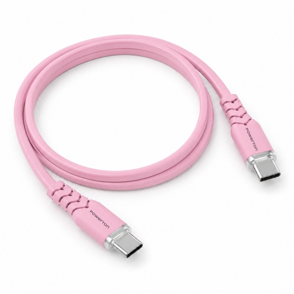 Powerton ENERGY PASTEL EDITION Kabel USB-C, 100W, 1m, silikonový, růžová