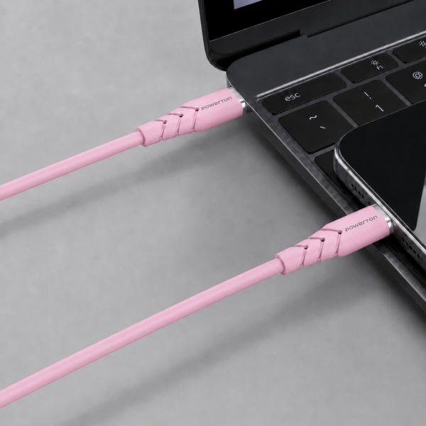Powerton ENERGY PASTEL EDITION Kabel USB-C, 100W, 1m, silikonový, růžová