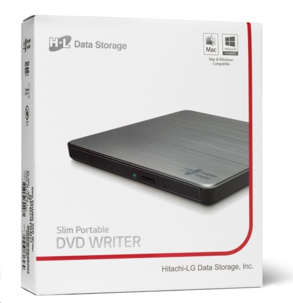 Externí mechanika HITACHI LG DVD-W/CD-RW/DVD±R/±RW/RAM GP60NS60, Slim, Silver, box+SW (GP60NS60) 