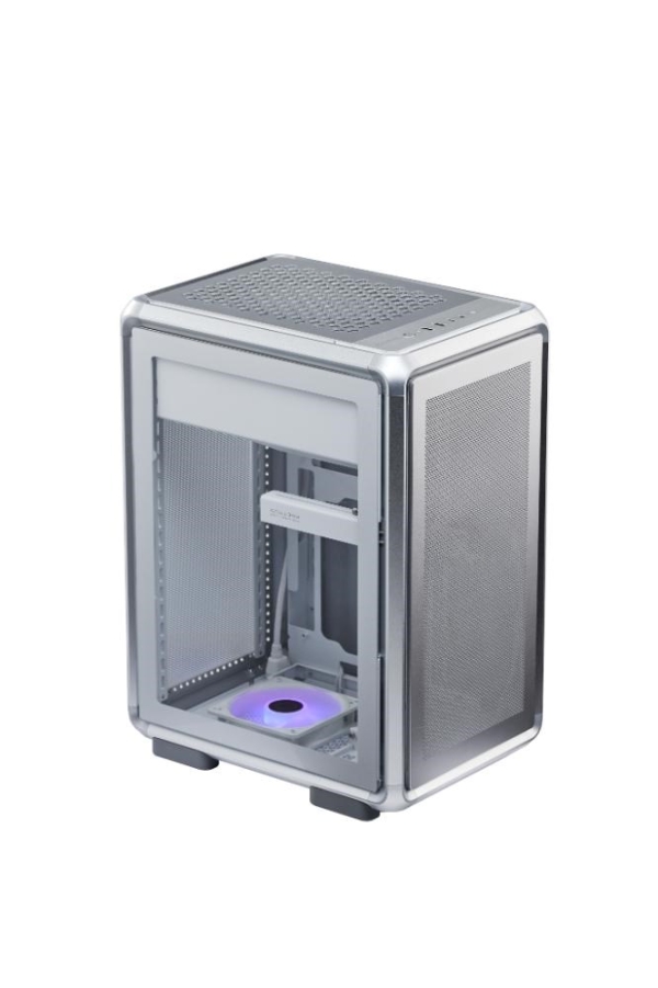 Cooler Master case MasterFrame 400 Mesh Silver, mATX, Průhledná bočnice, 1x 120 mm ARGB Fan, Střibrná