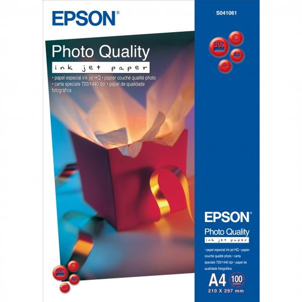 Epson Photo Quality InkJet Paper, foto papír, matný, bílý, A4, 102 g/m2, 720dpi, 100 ks, C13S041061, inkoustový