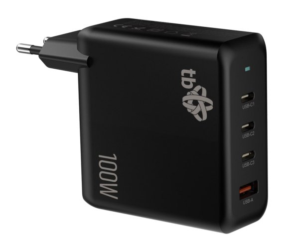 TB 3x USB-C + 1x USB-A nabíječka, GaN, 100W, černá