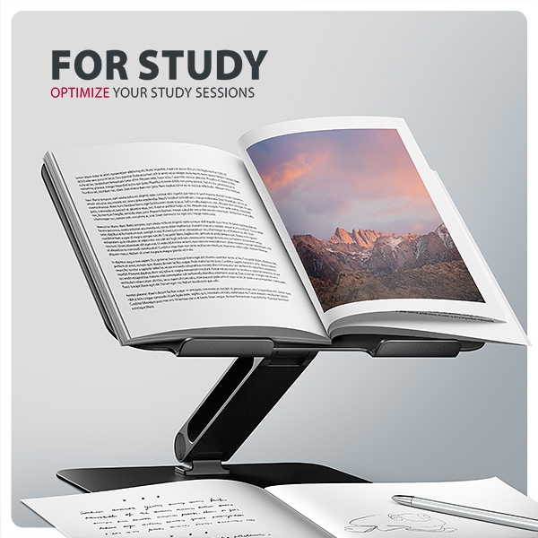 AXAGON STND-LQB, hliníkový HQ stojan pro notebooky 10"-17.3", nastavitelná výška a úhel, černý