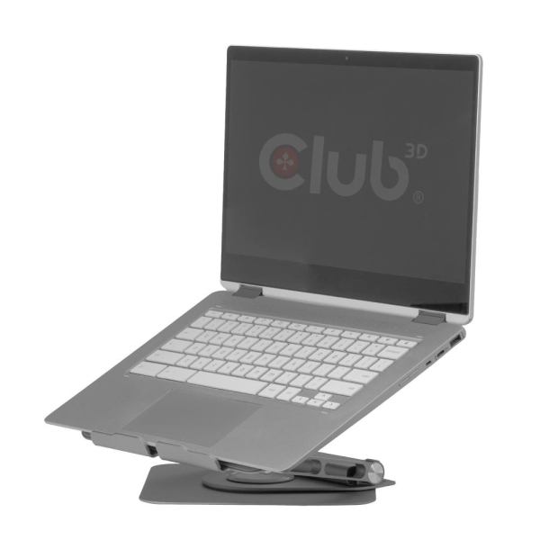 Club3D Nastavitelný hliníkový stojan pro notebook s USB-C hubem na 2xUSB, 1xHDMI, 2xUSB-C, 1xRJ45, 360°, 100W, 4K60Hz