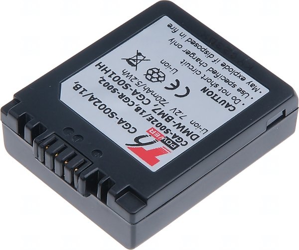 Baterie T6 Power Panasonic DMW-BM7, CGA-S002E, CGA-S002, 720mAh, 5,2Wh