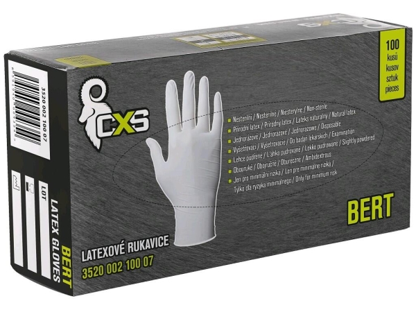 RUKAVICE BERT LATEX 8 jednorázové 100 ks