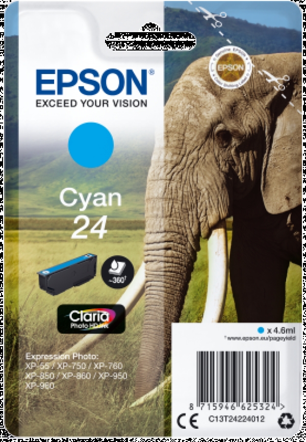 Náplň Epson 24, C13T24224012 azurová 