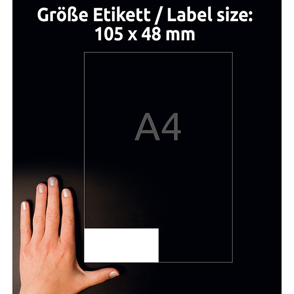 Avery Zweckform etikety 105mm x 48mm, A4, bílé, 12 etiket, s vysokou lepivostí, baleno po 20 ks, L7875-20, pro laserové a inkousto