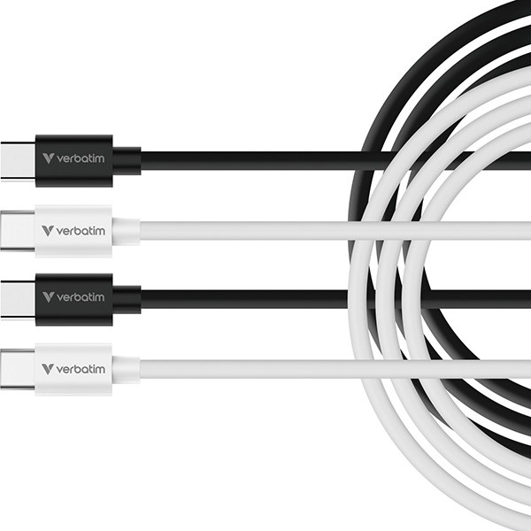 Verbatim USB kabel USB C samec - USB C samec, 60W, 1m, černo-bílá, box, 32391